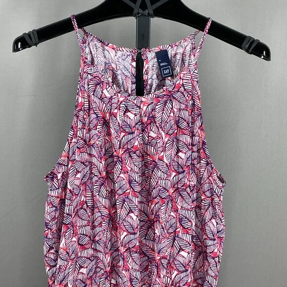 NEW Gap Romper Womens Medium pink purple floral preppy casual summer - Picture 2 of 9